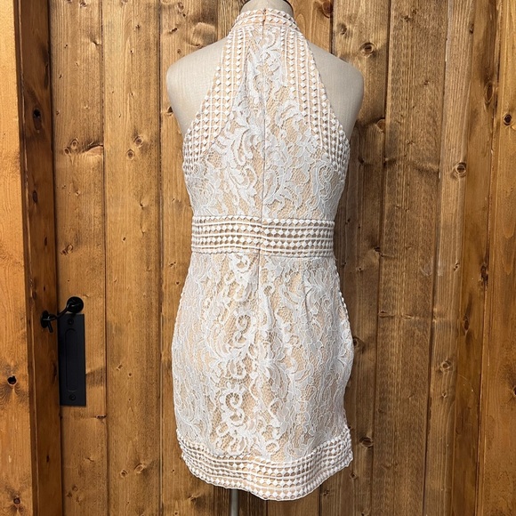 NWT PrettyLittleThing 10 White Nude Sleeveless Mini Dress Bride Wedding Dance - Picture 7 of 8